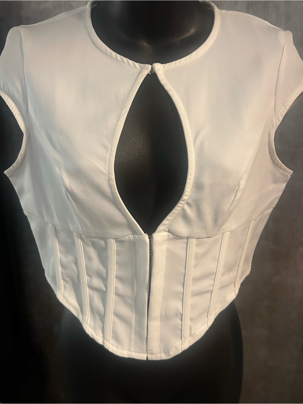 White Structured Corset Crop Top size 6